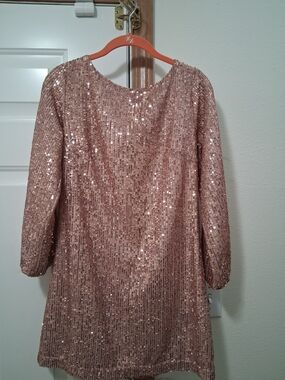 LOFT Rose Gold Sequined Shift Dress